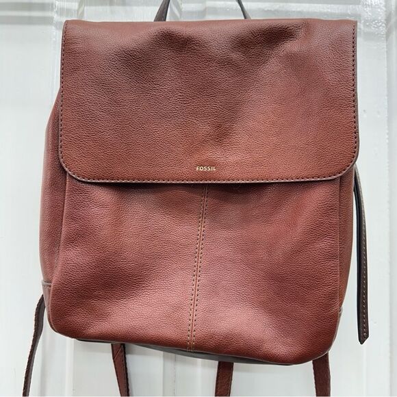 FOSSIL brown Leather Claire Backpack Top Handle Purse Handbag SHB1932213 - Picture 3 of 9